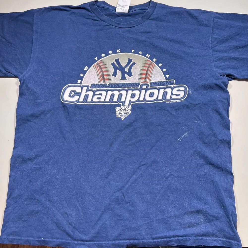 Vintage New York Yankees 2000 American League Champions T-Shirt Navy Blue XL